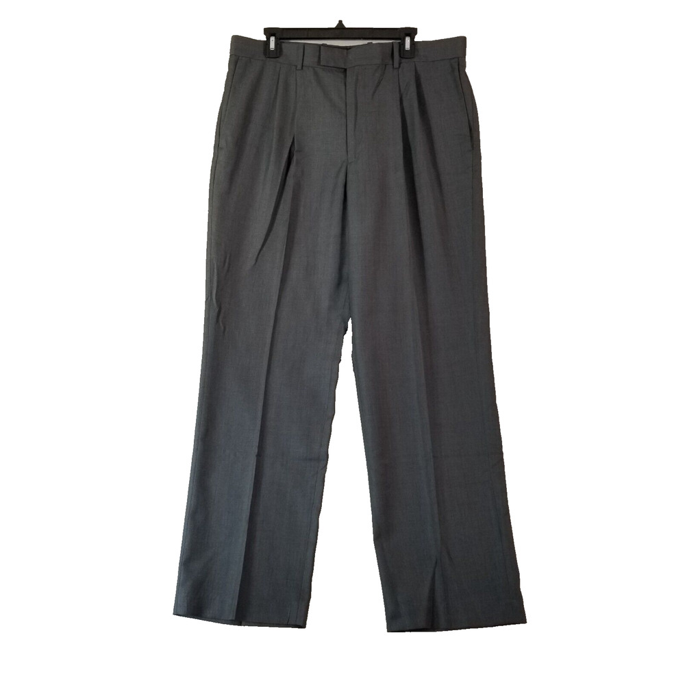 Perry‎ Ellis portfolio dress pants men's 36x32 dark gray pleated straight